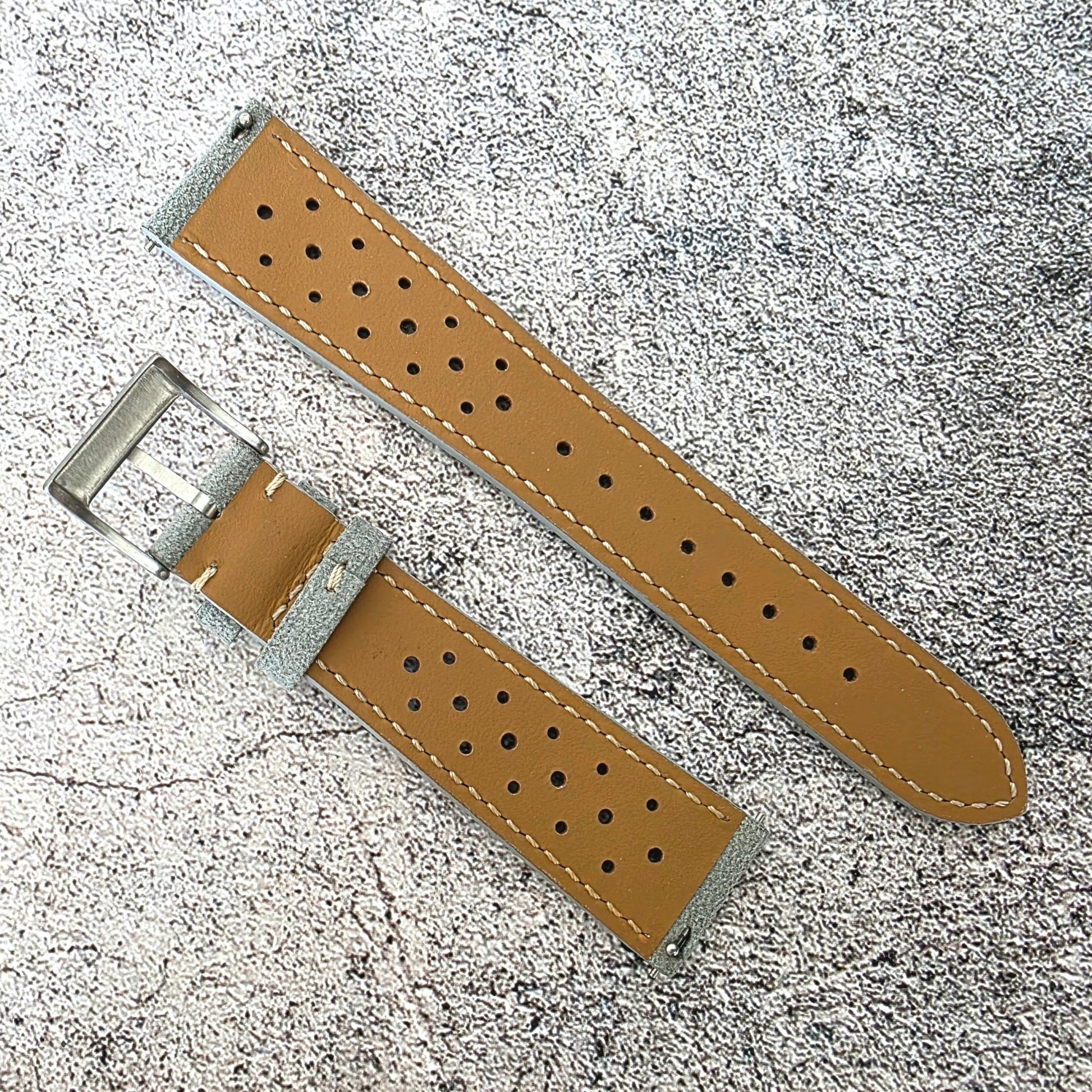 Alcantara Rally Watch Strap Light Grey 20mm - Wrist Envy