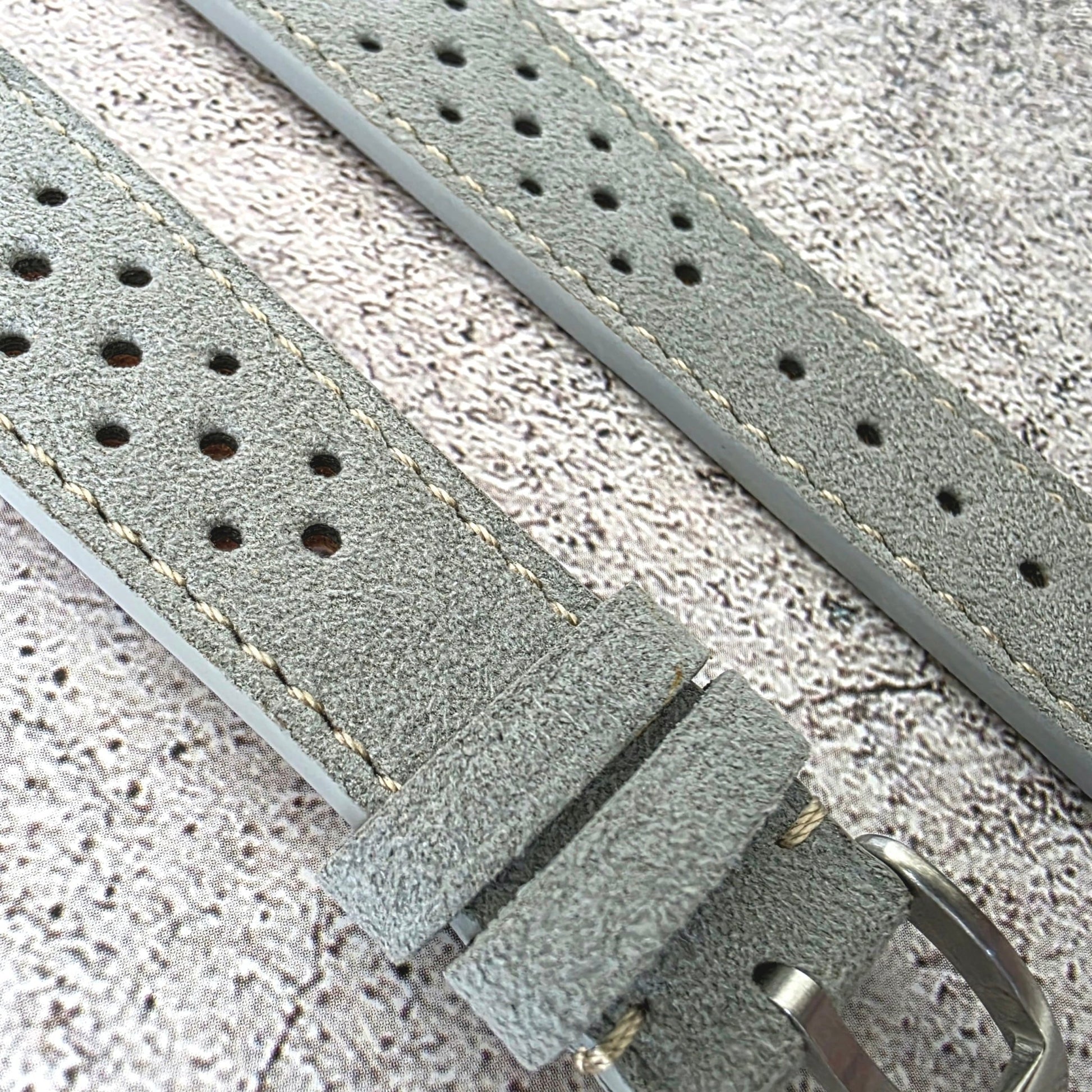 Alcantara Rally Watch Strap Light Grey 20mm - Wrist Envy