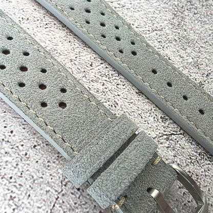 Alcantara Rally Watch Strap Light Grey 20mm - Wrist Envy
