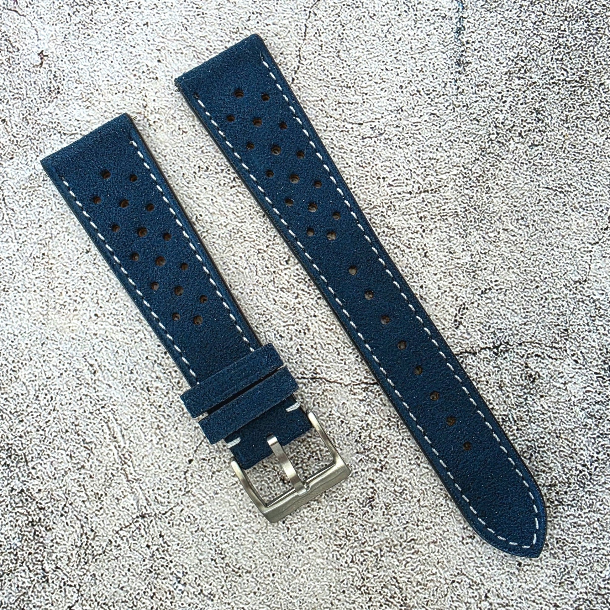 Alcantara Rally Watch Strap Oxford Blue 20mm - Wrist Envy