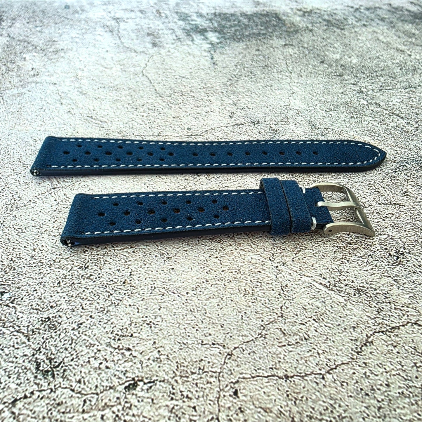 Alcantara Rally Watch Strap Oxford Blue 20mm - Wrist Envy