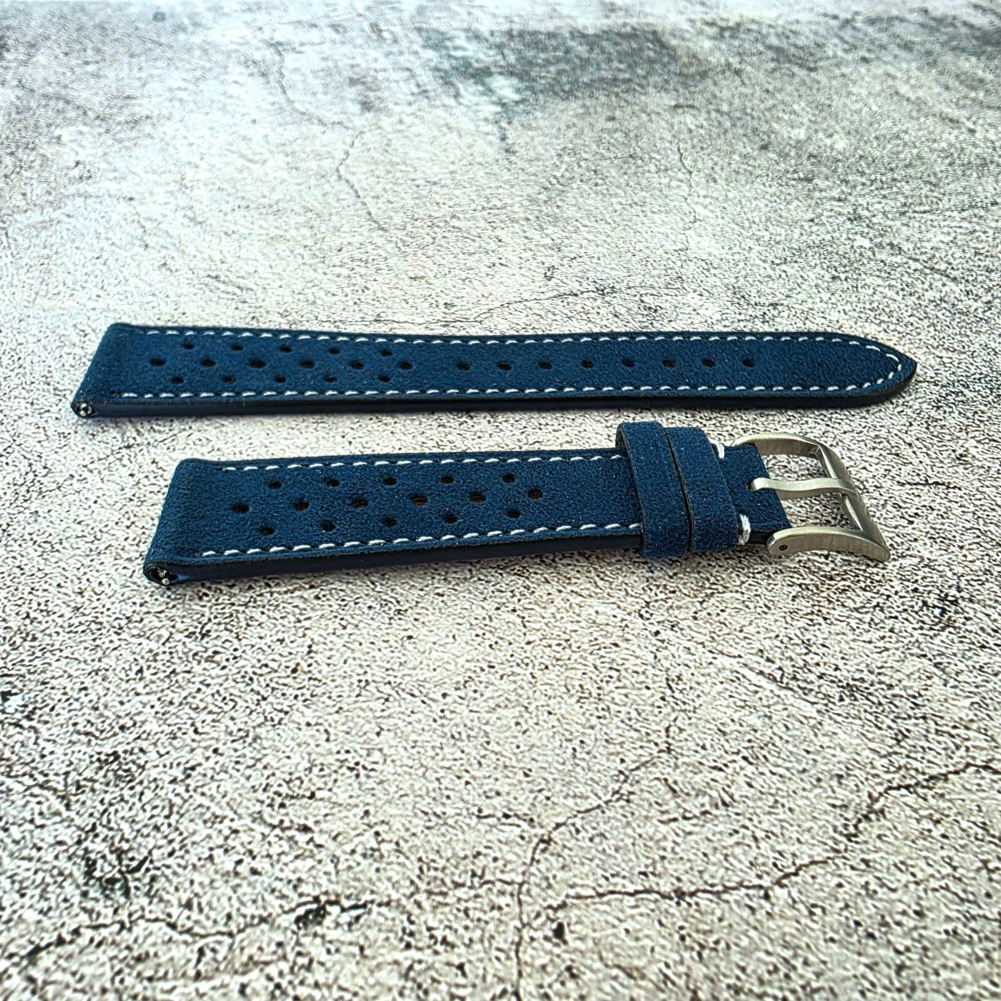 Alcantara Rally Watch Strap Oxford Blue 20mm - Wrist Envy