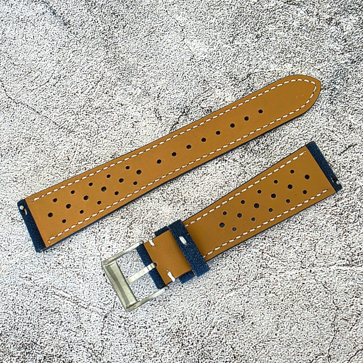 Alcantara Rally Watch Strap Oxford Blue 20mm - Wrist Envy