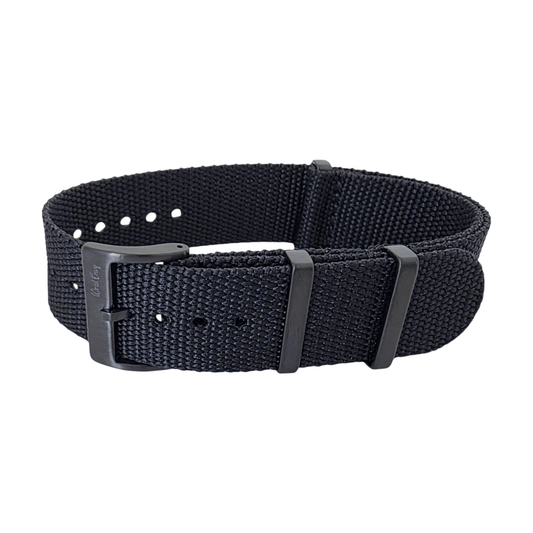 Arbor Hemp Black Hardware Military Watch Strap 20mm 22mm Black - Wrist Envy