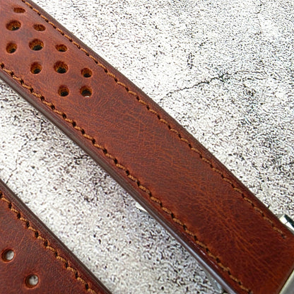 Badalassi Carlo Deployant Leather Rally Strap 20mm Chestnut Brown - Wrist Envy