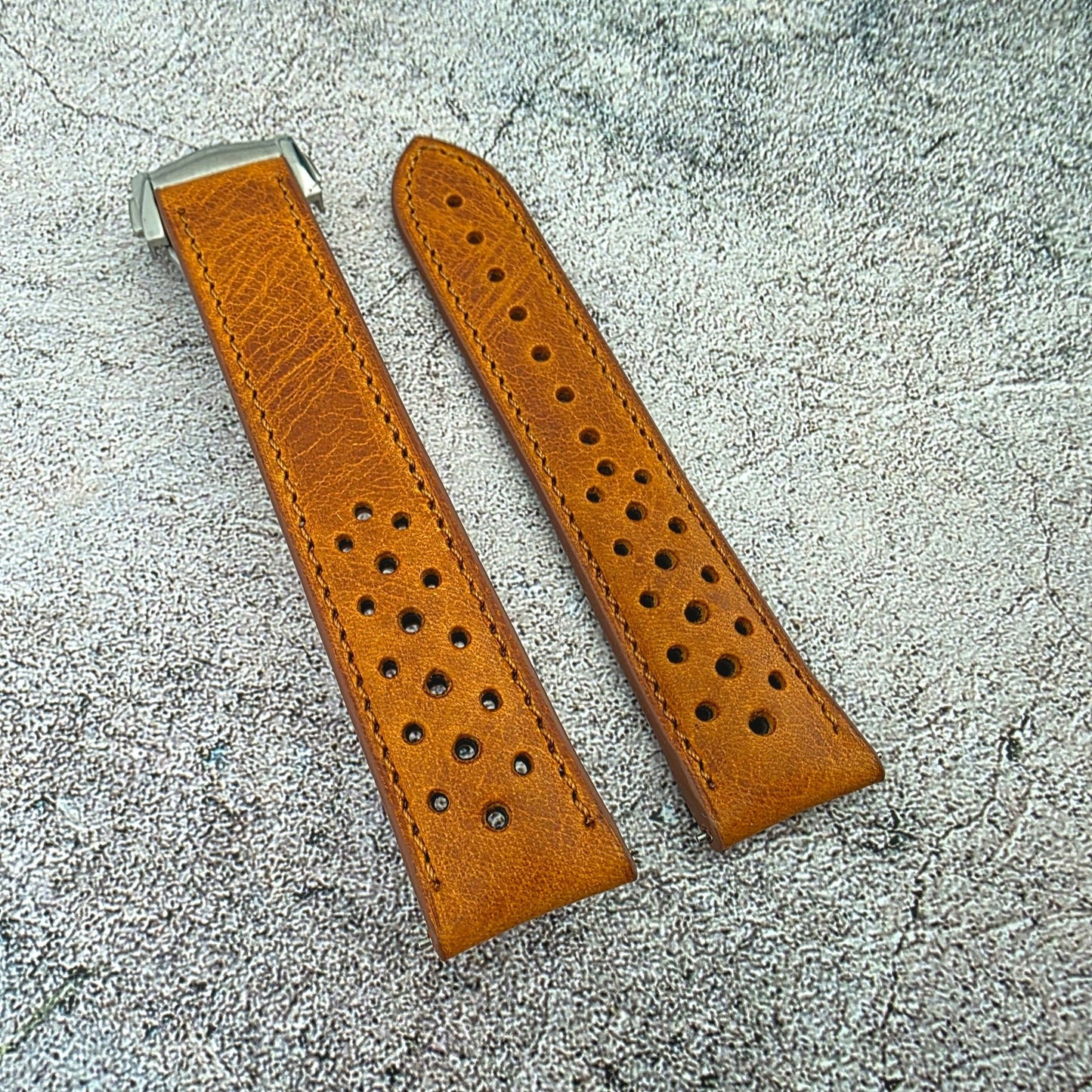 Badalassi Carlo Deployant Leather Rally Strap 20mm Golden Tan - Wrist Envy