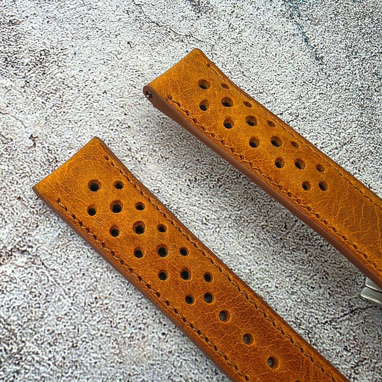 Badalassi Carlo Deployant Leather Rally Strap 20mm Golden Tan - Wrist Envy