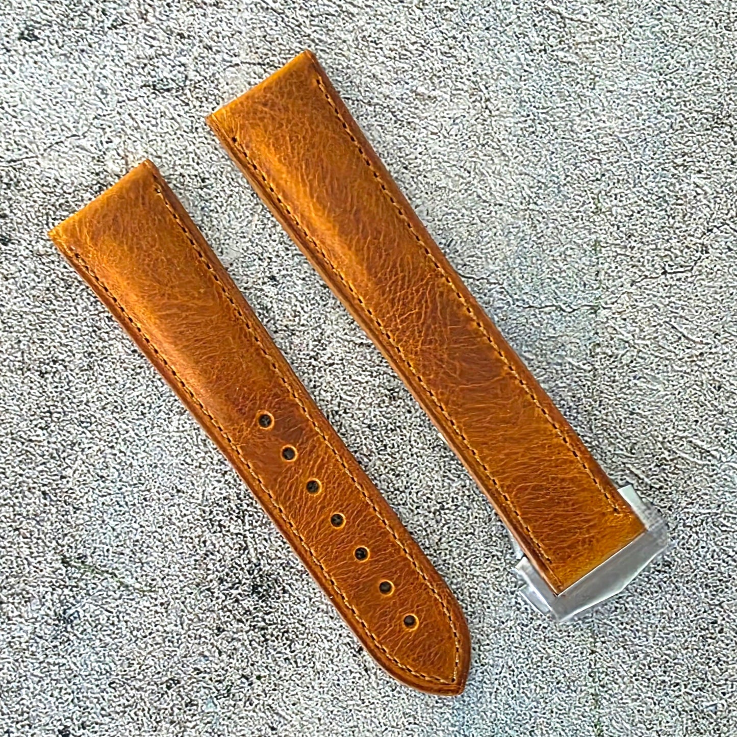 Badalassi Carlo Deployant Leather Strap 19mm 20mm 21mm 22mm Golden Tan - Wrist Envy