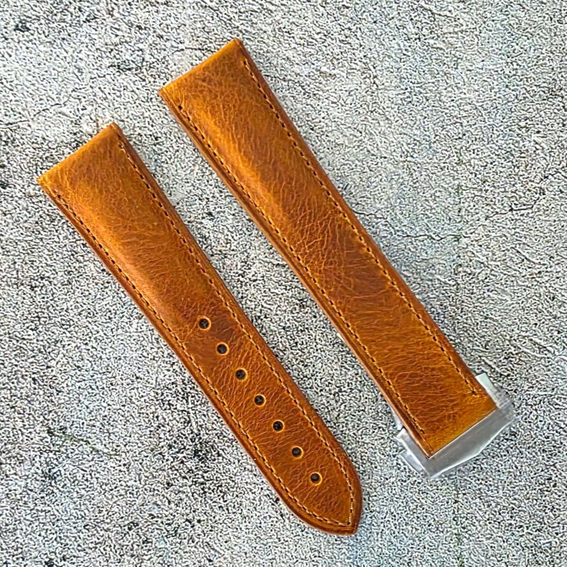 Badalassi Carlo Deployant Leather Strap 19mm 20mm 21mm 22mm Golden Tan - Wrist Envy