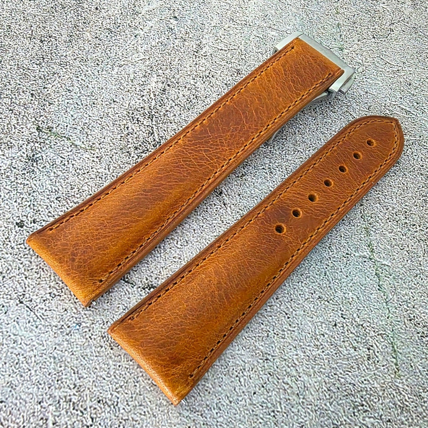 Badalassi Carlo Deployant Leather Strap 19mm 20mm 21mm 22mm Golden Tan - Wrist Envy