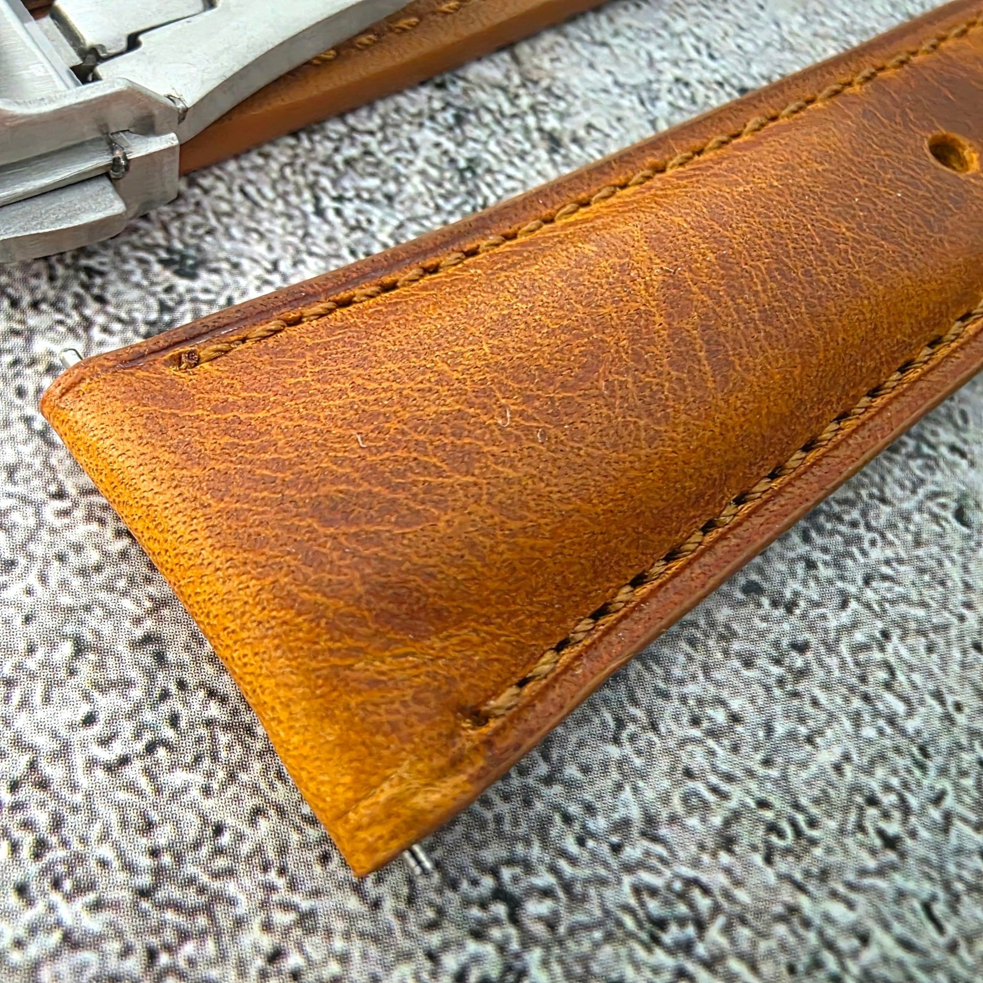 Badalassi Carlo Deployant Leather Strap 19mm 20mm 21mm 22mm Golden Tan - Wrist Envy