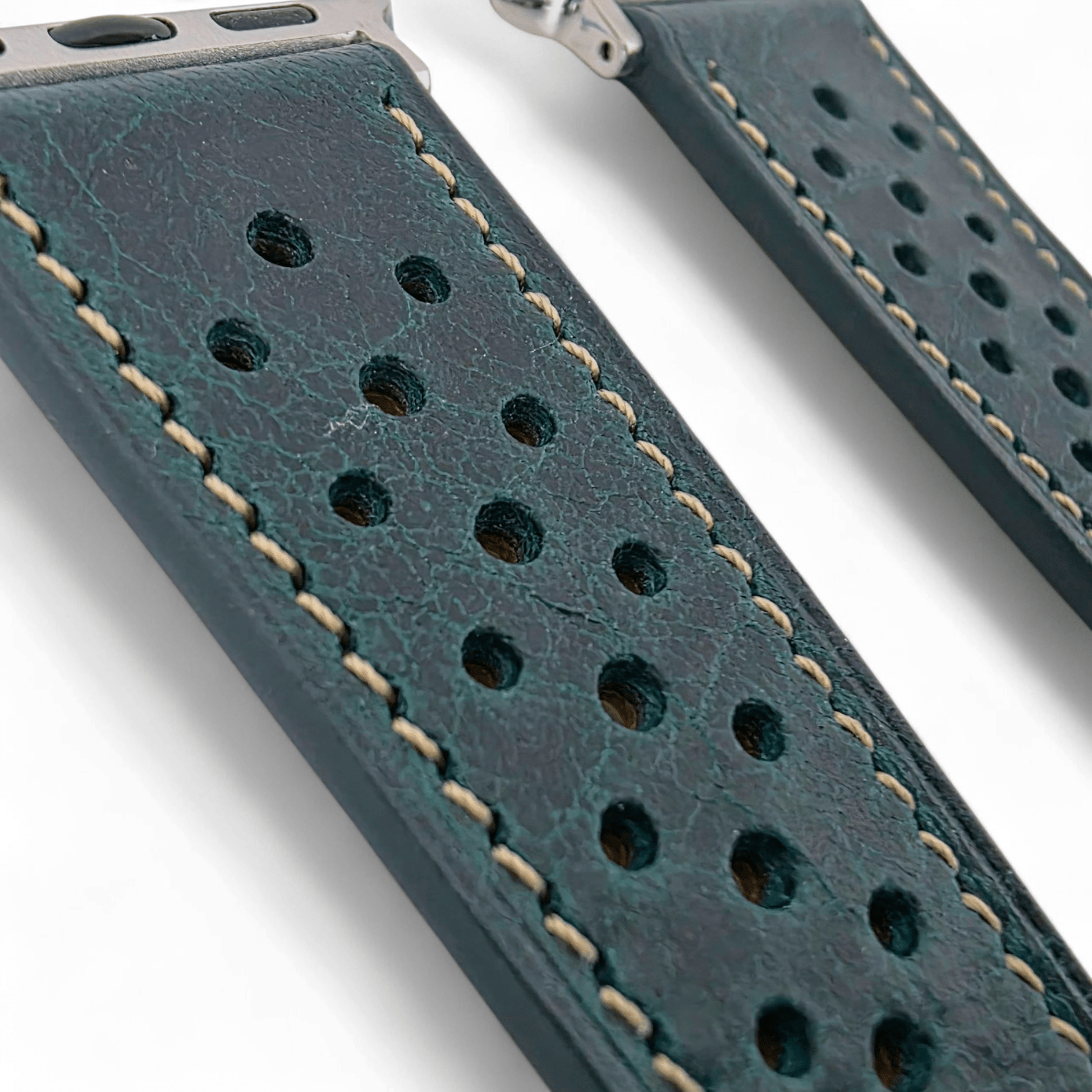 Badalassi Carlo Full Grain Leather Strap For Apple Watch Dark Teal - Wrist Envy