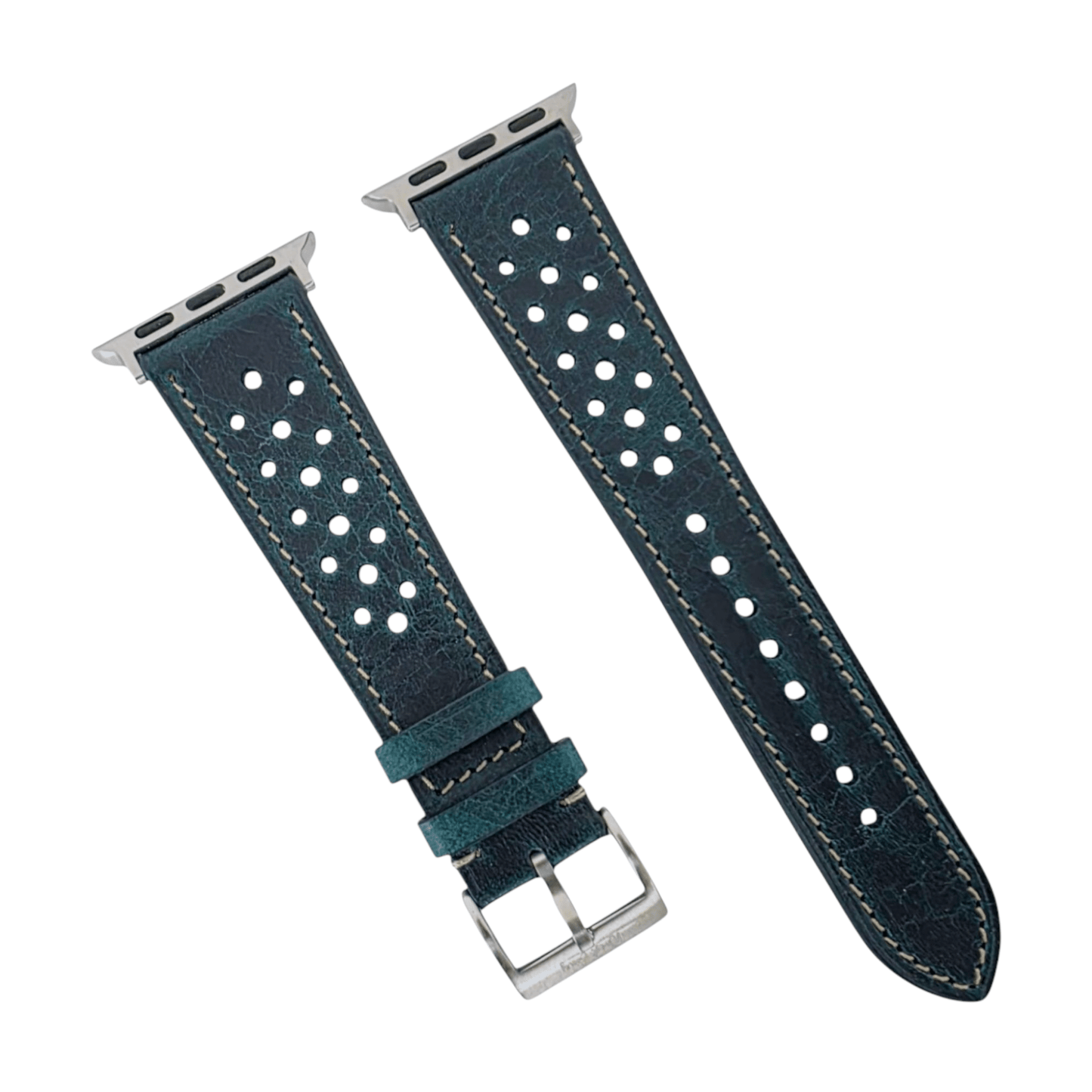 Badalassi Carlo Full Grain Leather Strap For Apple Watch Dark Teal - Wrist Envy