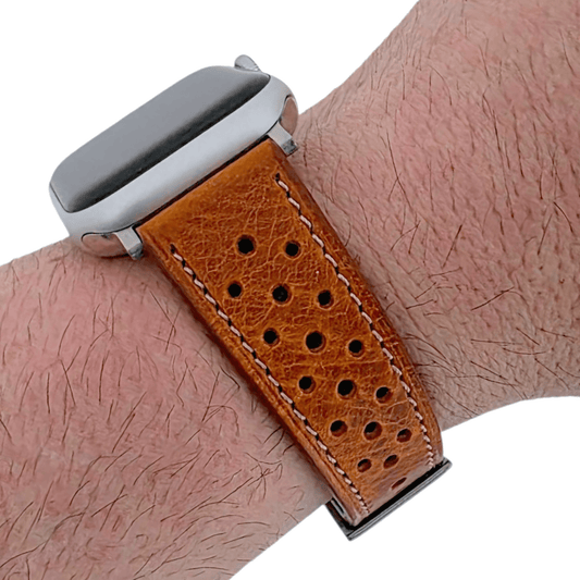 Badalassi Carlo Full Grain Leather Strap For Apple Watch Tan Brown - Wrist Envy