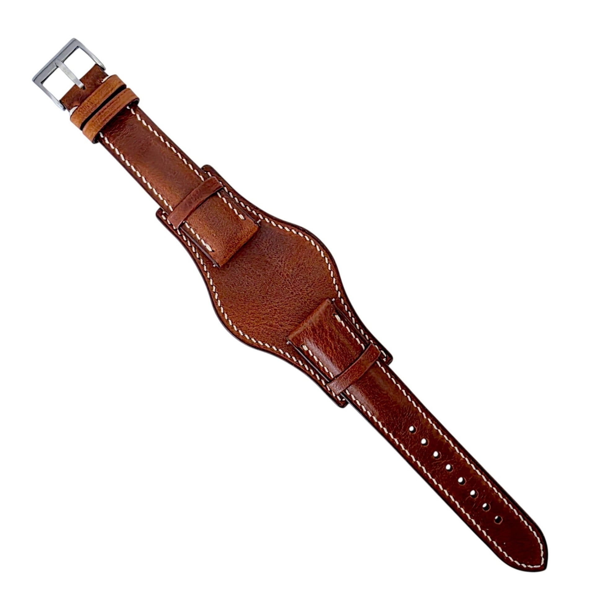 Badalassi Carlo Hand Stitched Leather Bund Strap Dark Brown - Wrist Envy