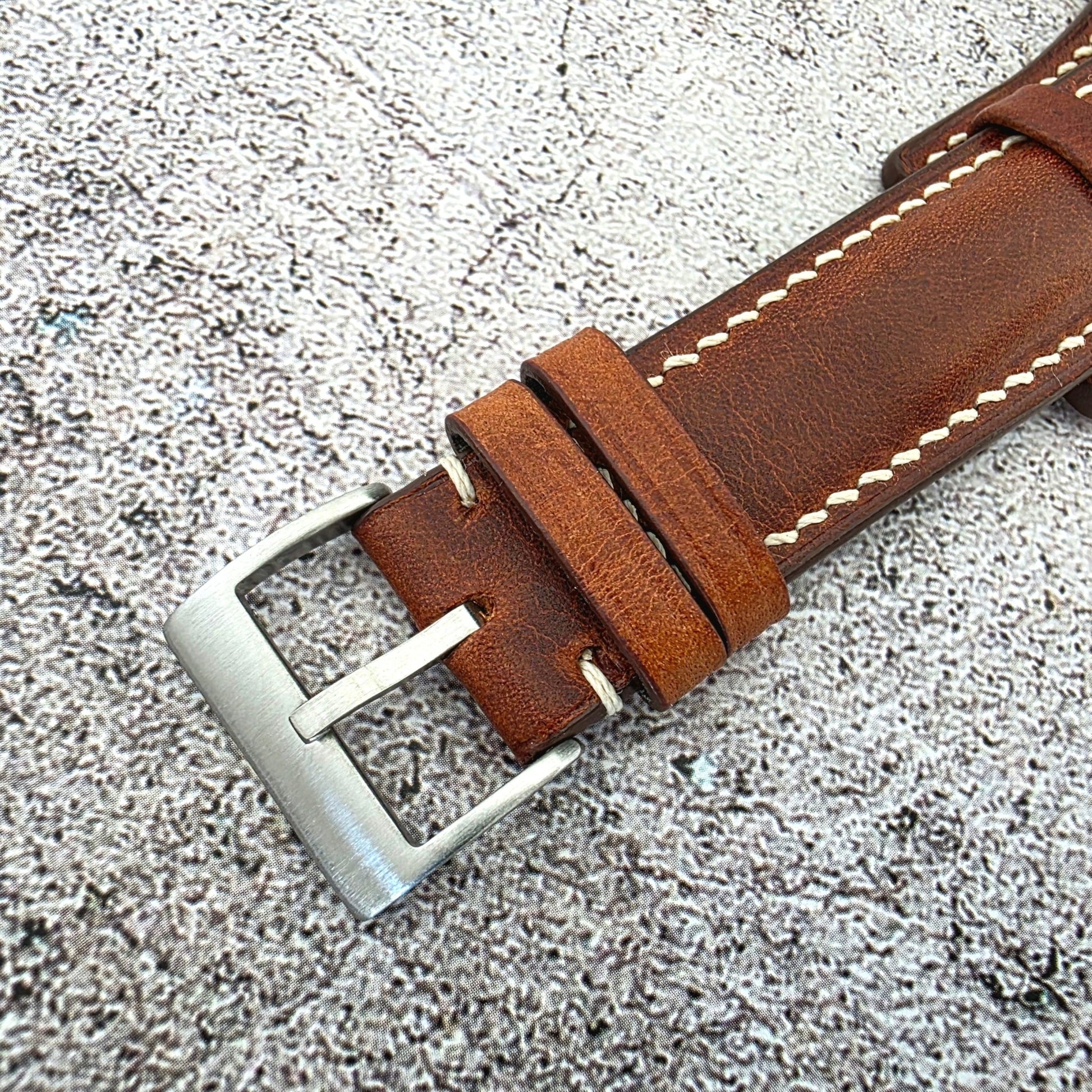 Badalassi Carlo Hand Stitched Leather Bund Strap Dark Brown - Wrist Envy