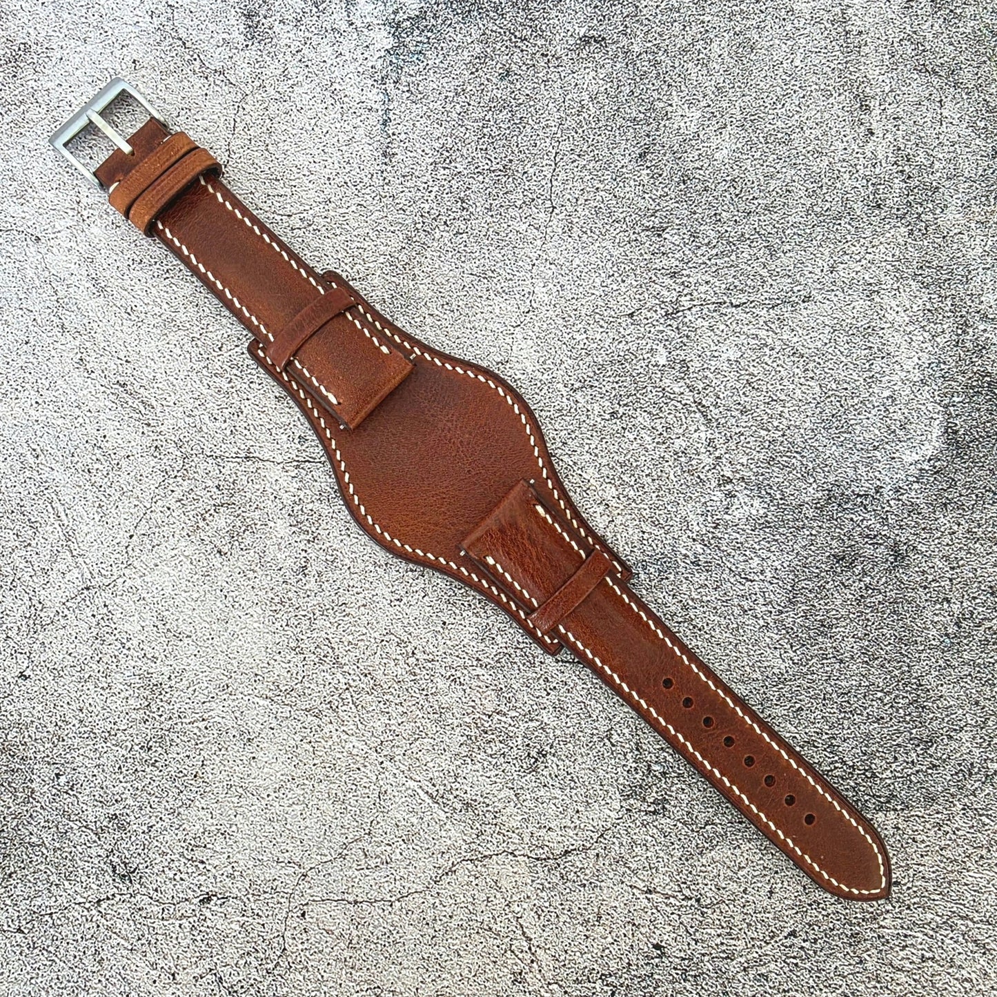 Badalassi Carlo Hand Stitched Leather Bund Strap Dark Brown - Wrist Envy