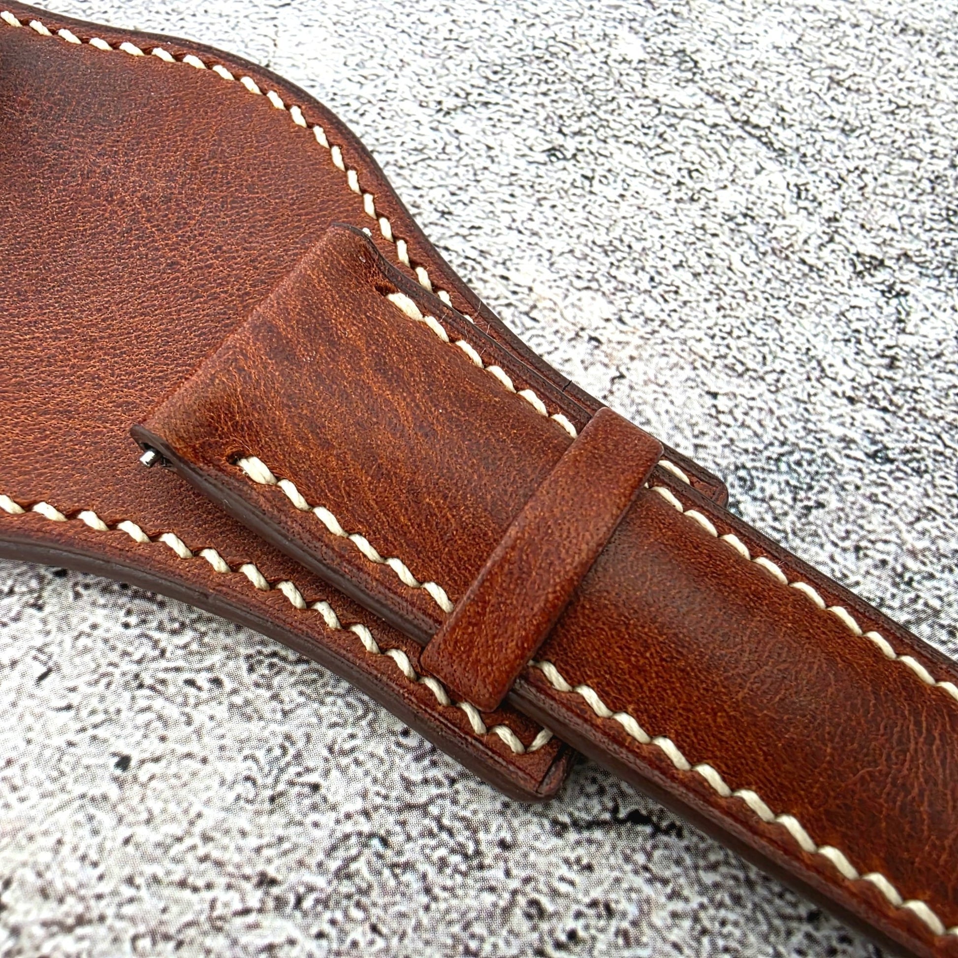 Badalassi Carlo Hand Stitched Leather Bund Strap Dark Brown - Wrist Envy
