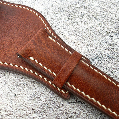 Badalassi Carlo Hand Stitched Leather Bund Strap Dark Brown - Wrist Envy