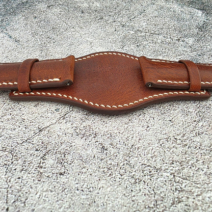 Badalassi Carlo Hand Stitched Leather Bund Strap Dark Brown - Wrist Envy