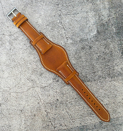 Badalassi Carlo Hand Stitched Leather Bund Strap Golden Tan - Wrist Envy