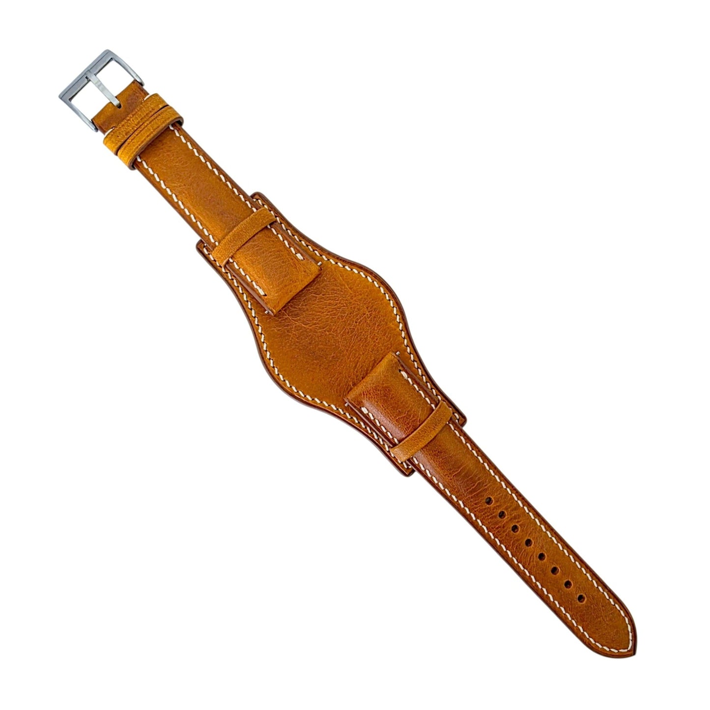 Badalassi Carlo Hand Stitched Leather Bund Strap Golden Tan - Wrist Envy