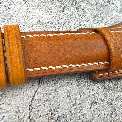 Badalassi Carlo Hand Stitched Leather Bund Strap Golden Tan - Wrist Envy