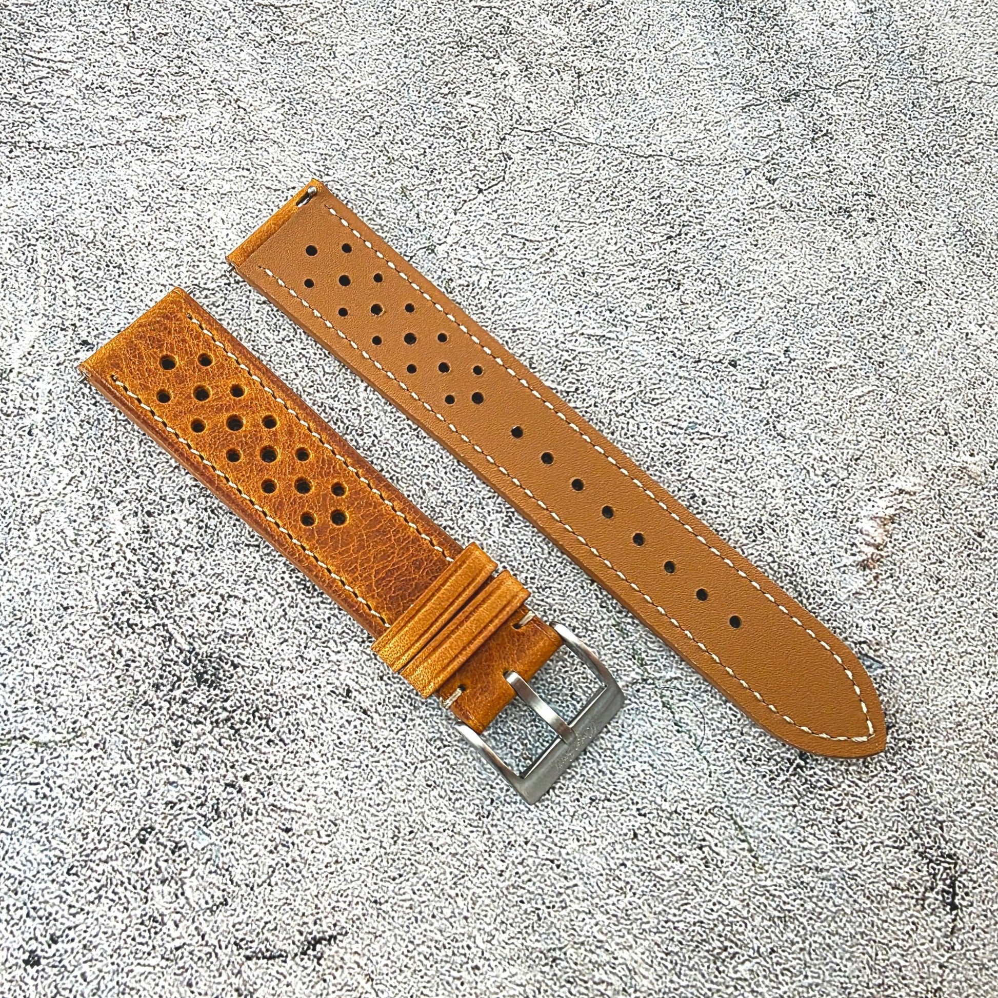 Badalassi Carlo Leather Rally Strap - Custom Ready Made - Golden Tan - Wrist Envy