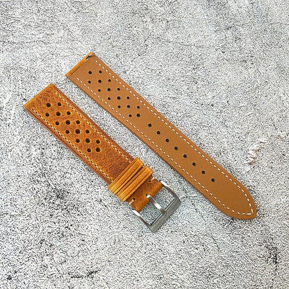Badalassi Carlo Leather Rally Strap - Custom Ready Made - Golden Tan - Wrist Envy