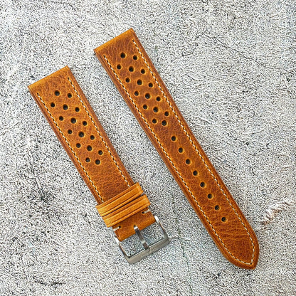 Badalassi Carlo Leather Rally Strap - Custom Ready Made - Golden Tan - Wrist Envy