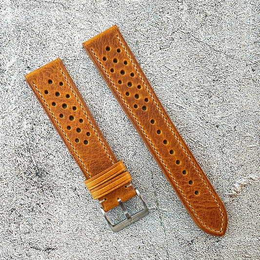 Badalassi Carlo Leather Rally Strap - Custom Ready Made - Golden Tan - Wrist Envy