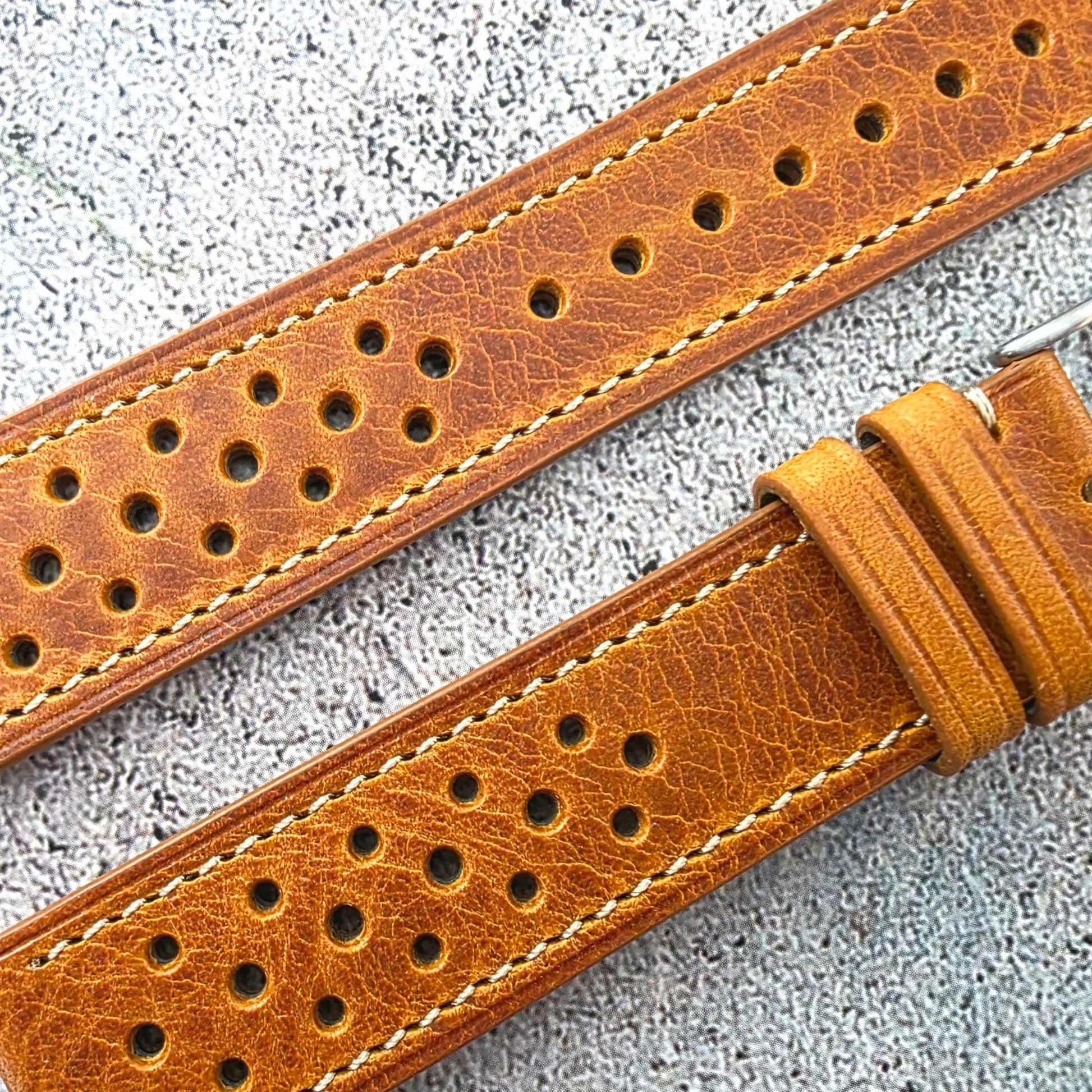 Badalassi Carlo Leather Rally Strap - Custom Ready Made - Golden Tan - Wrist Envy