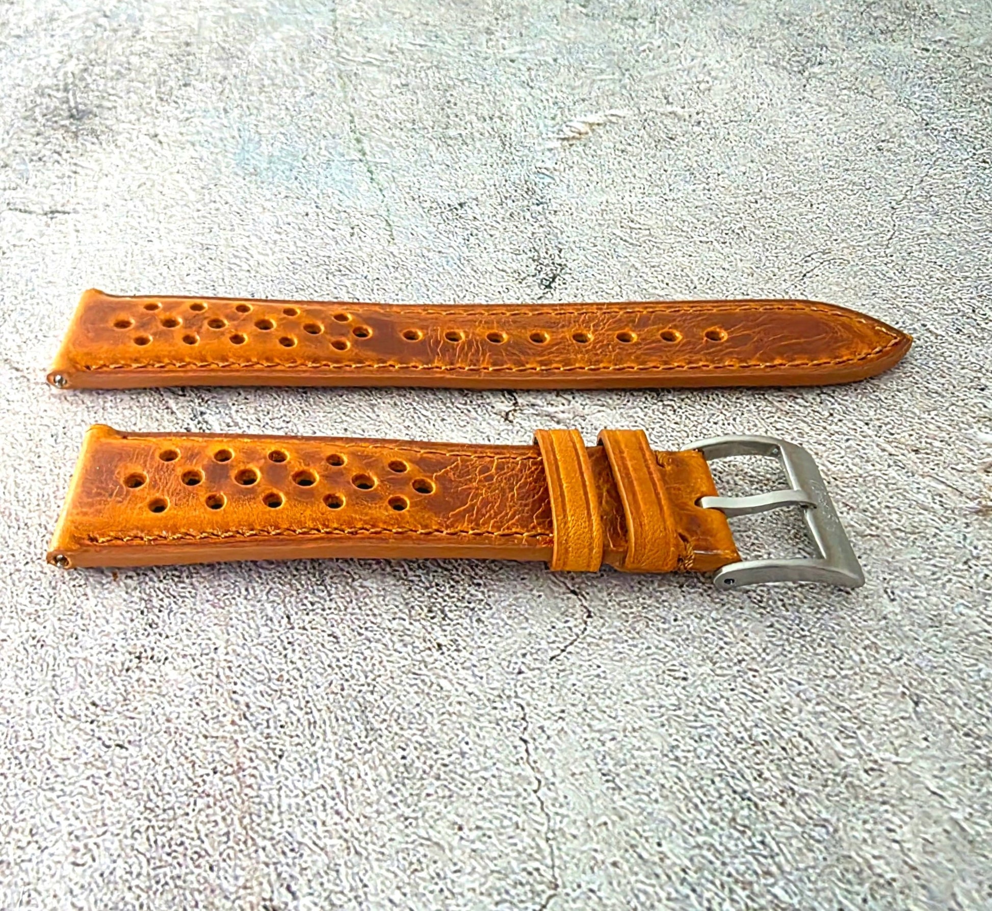 Badalassi Carlo Leather Rally Strap Padded - Custom Ready Made - Golden Tan - Wrist Envy