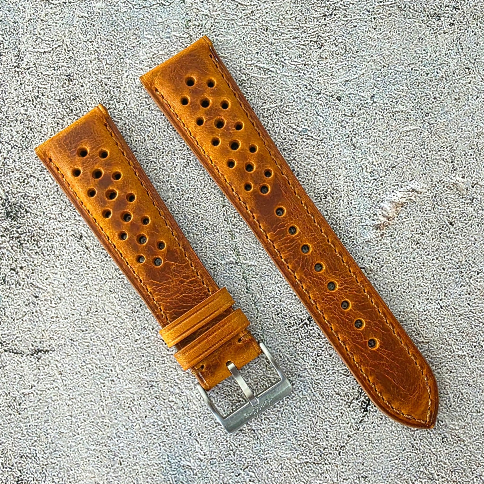 Steel Rally Watch Strap Badalassi Carlo Leather Rally Watch Strap Band Full Grain 20 22 mm Tan ...
