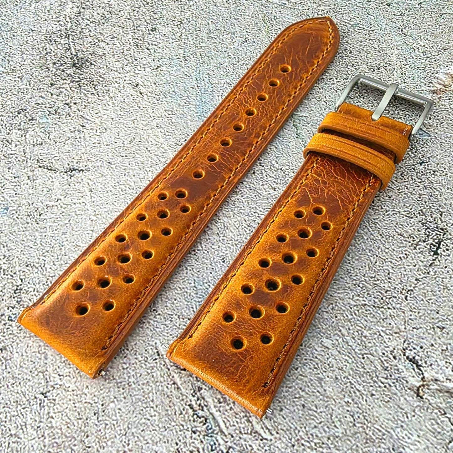 Badalassi Carlo Leather Rally Strap Padded - Custom Ready Made - Golden Tan - Wrist Envy