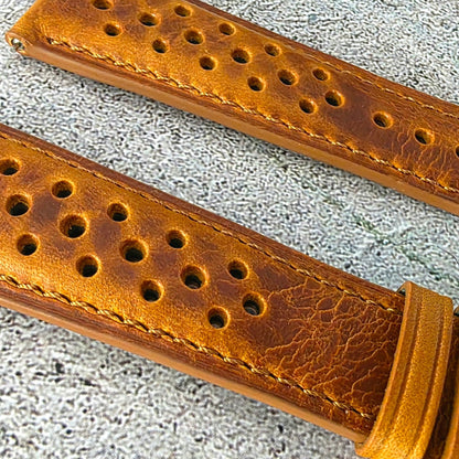 Badalassi Carlo Leather Rally Strap Padded - Custom Ready Made - Golden Tan - Wrist Envy