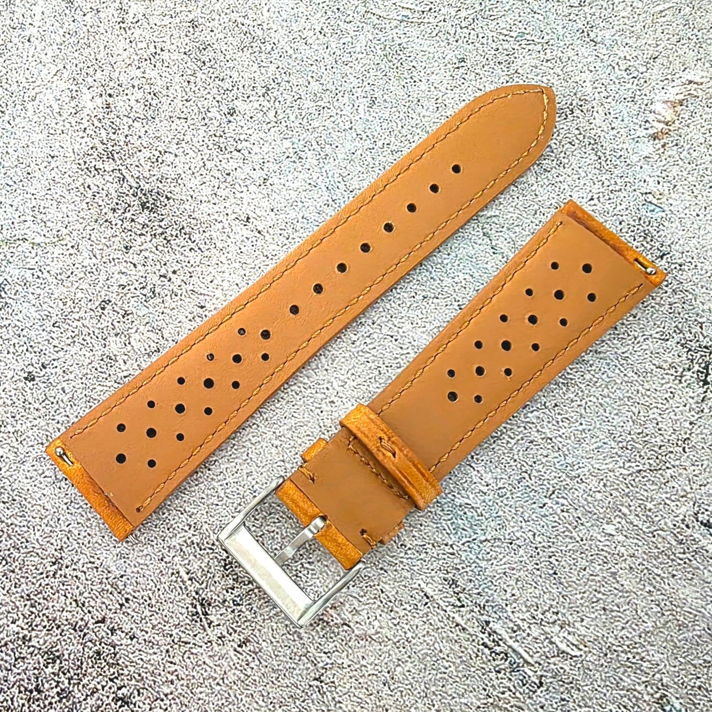 Badalassi Carlo Leather Rally Strap Padded - Custom Ready Made - Golden Tan - Wrist Envy