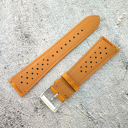 Badalassi Carlo Leather Rally Strap Padded - Custom Ready Made - Golden Tan - Wrist Envy