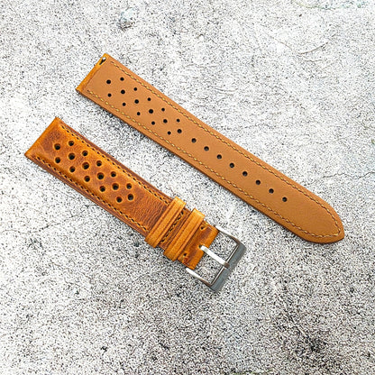 Badalassi Carlo Padded Leather Rally Strap 19mm 20mm 21mm 22mm Golden Tan - Wrist Envy