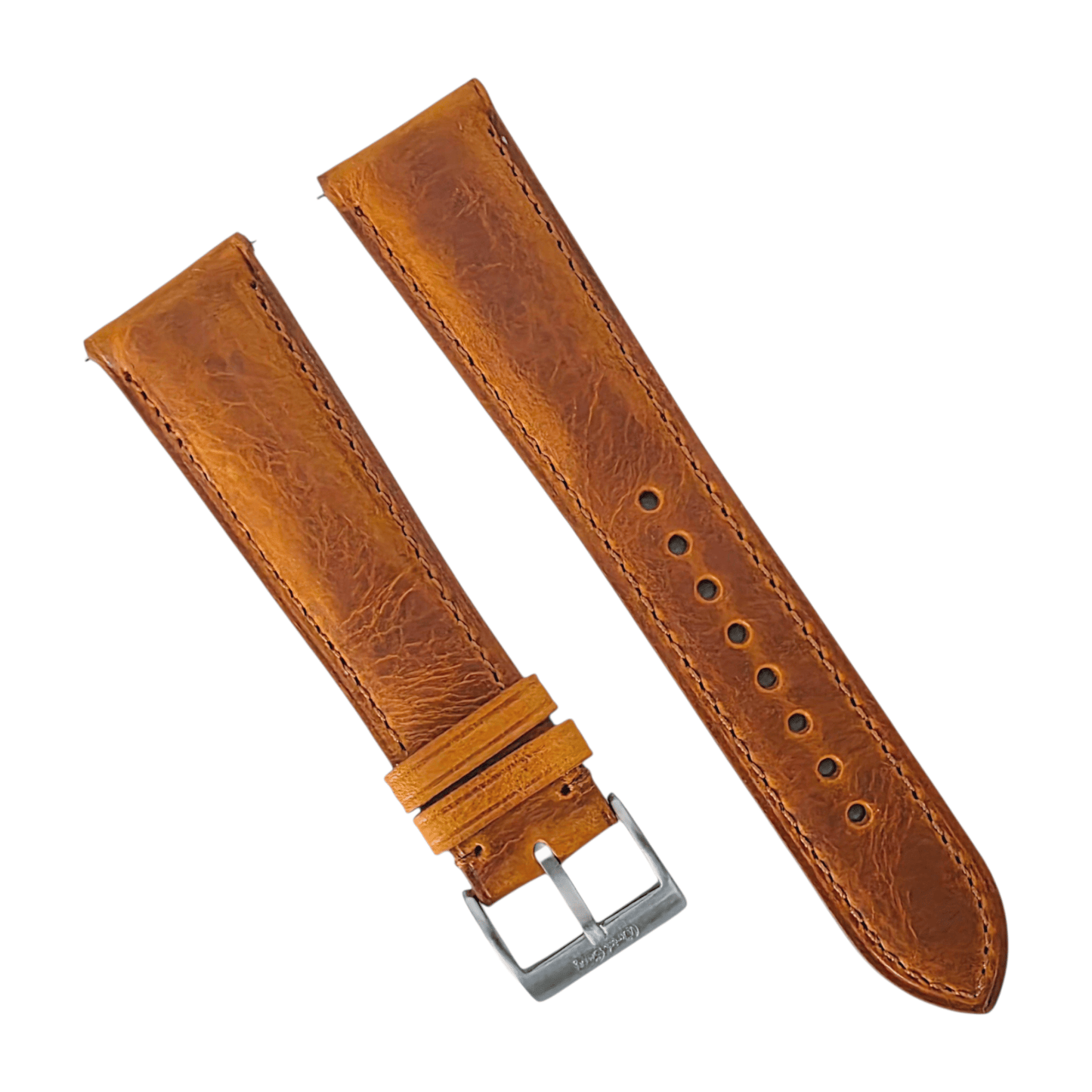 Badalassi Carlo Padded Wax Leather Strap 19mm 20mm 21mm 22mm Golden Tan - Wrist Envy