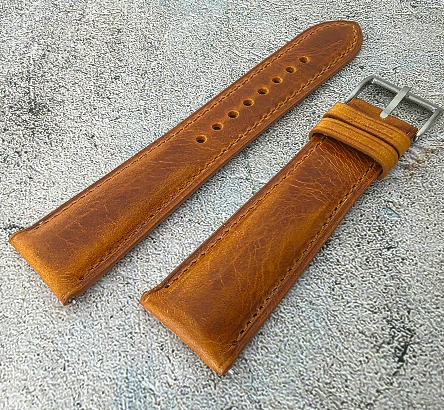 Badalassi Carlo Padded Wax Leather Strap 19mm 20mm 21mm 22mm Golden Tan - Wrist Envy