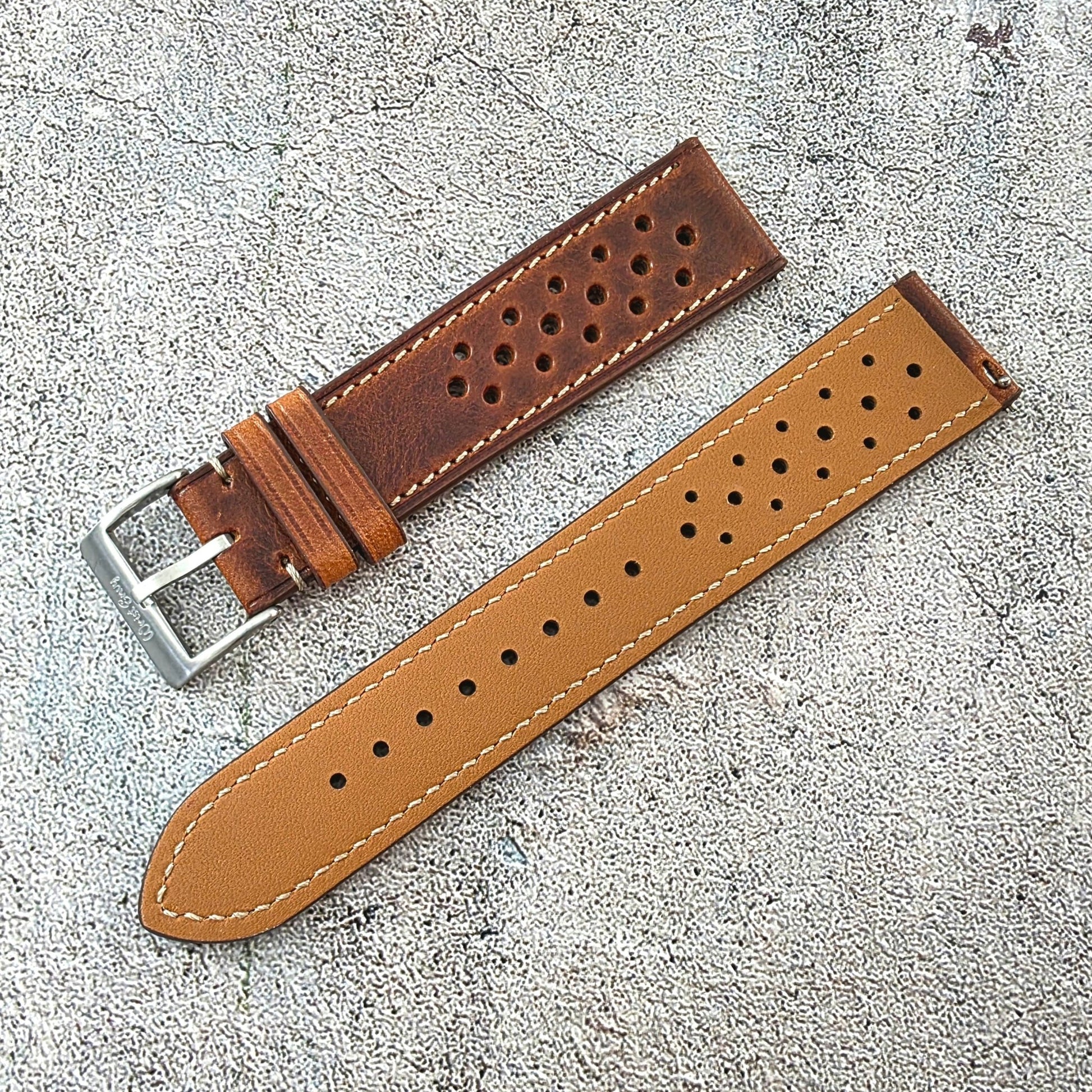 Badalassi Carlo Waxed Leather Rally Strap - Custom Ready Made - Dark Brown - Wrist Envy