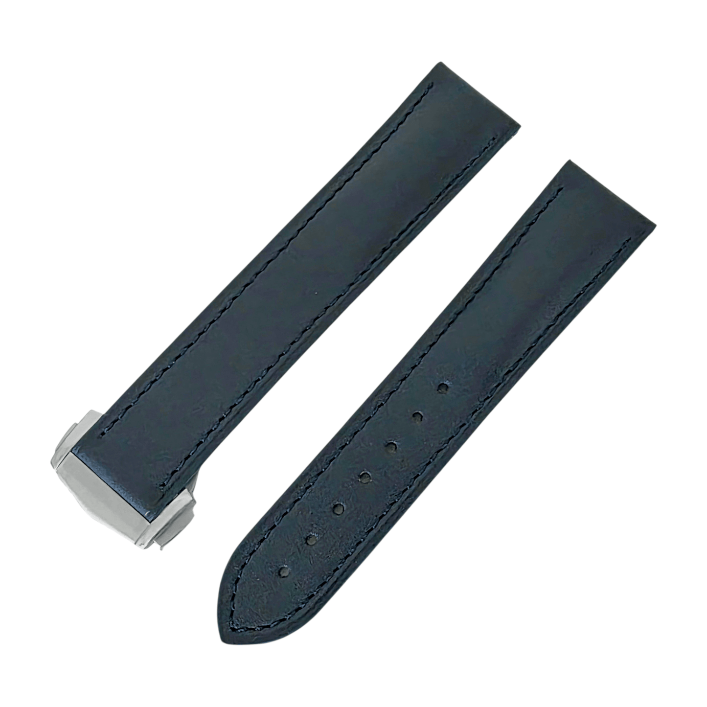 Barenia Leather Deployant Strap 20mm Navy Blue - Wrist Envy