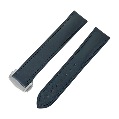 Barenia Leather Deployant Strap 20mm Navy Blue - Wrist Envy