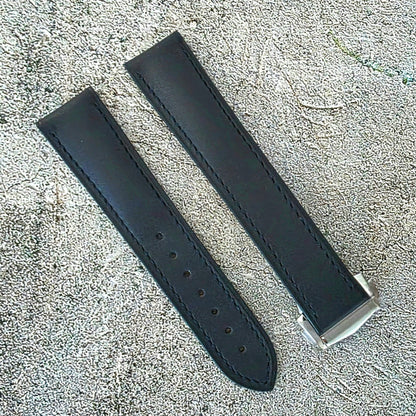 Barenia Leather Deployant Strap - Custom Ready Made - Blue - Wrist Envy