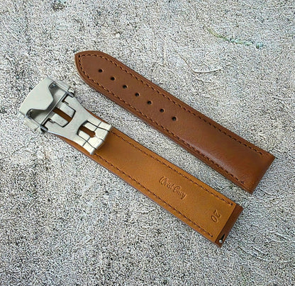 Barenia Leather Deployant Strap - Custom Ready Made - Brown - Wrist Envy