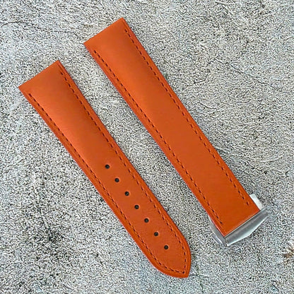 Barenia Leather Strap Deployant 20mm Orange - Wrist Envy
