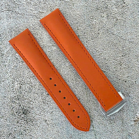 Barenia Leather Strap Deployant 20mm Orange - Wrist Envy