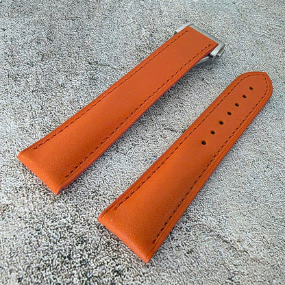 Barenia Leather Strap Deployant 20mm Orange - Wrist Envy