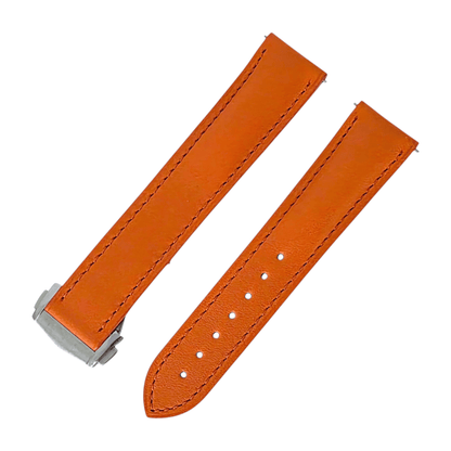 Barenia Leather Strap Deployant 20mm Orange - Wrist Envy